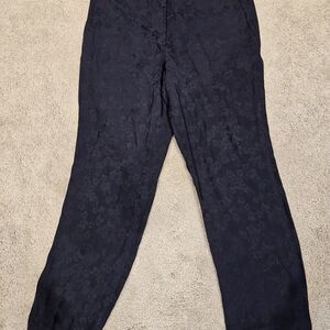 Theory Navy Floral Jacquard Pants